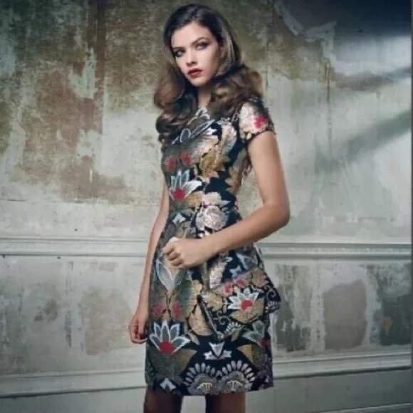 TED BAKER IMOEN OPULENT ORIENT JACQUARD PRINTED DRESS & PURSE - Picture 3 of 8